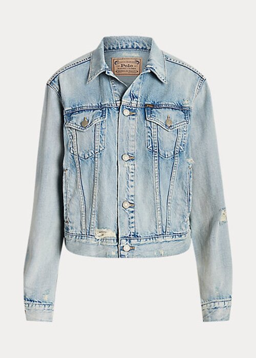 Modré dámské bundy Ralph Lauren Denim Trucker Modré dámské bundy Ralph Lauren Denim Trucker