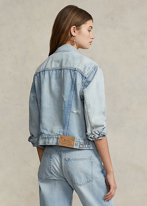 Modré dámské bundy Ralph Lauren Denim Trucker Modré dámské bundy Ralph Lauren Denim Trucker