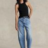 Modré dámské džíny Ralph Lauren High-rise Tapered Fit Modré dámské džíny Ralph Lauren High-rise Tapered Fit