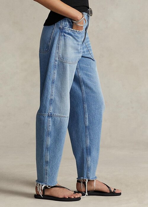 Modré dámské džíny Ralph Lauren High-rise Tapered Fit Modré dámské džíny Ralph Lauren High-rise Tapered Fit