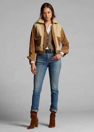 Modré dámské džíny Ralph Lauren Stretch Vintage Straight Fit