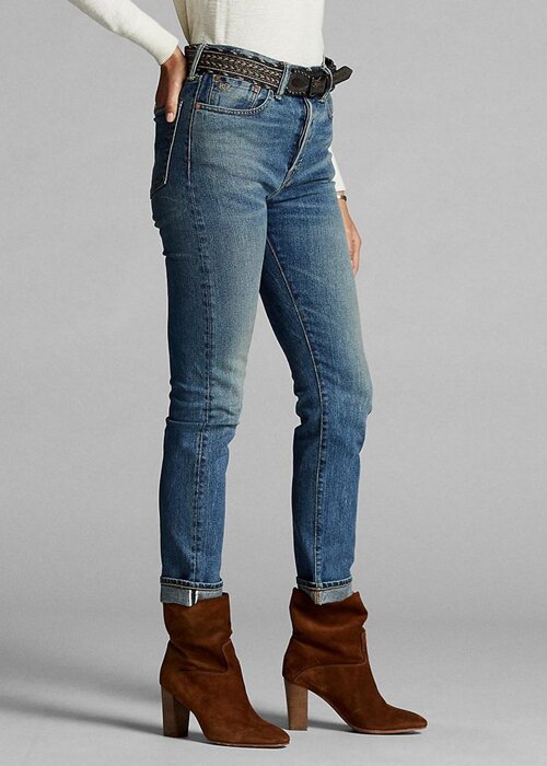 Modré dámské džíny Ralph Lauren Stretch Vintage Straight Fit Modré dámské džíny Ralph Lauren Stretch Vintage Straight Fit