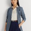 Modré dámské dvouřadé sako Chambray Ralph Lauren Modré dámské dvouřadé sako Chambray Ralph Lauren