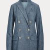 Modré dámské dvouřadé sako Chambray Ralph Lauren Modré dámské dvouřadé sako Chambray Ralph Lauren