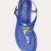 Modré dámské embosované kožené sandály Ralph Lauren Ellington