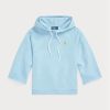 Modrá dámská fleecová mikina s kapucí Ralph Lauren s odříznutou manžetou Modrá dámská fleecová mikina s kapucí Ralph Lauren s odříznutou manžetou