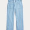 Modré dámské fleecové tepláky Ralph Lauren Cutoff-Hem