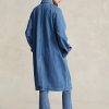 Modré dámské kabáty Ralph Lauren ze směsi bavlny a hedvábí Modré dámské kabáty Ralph Lauren ze směsi bavlny a hedvábí