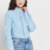 Modrá dámská košile Ralph Lauren s pruhovaným volánem