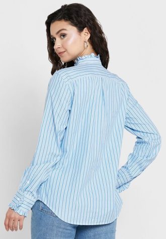 Modrá dámská košile Ralph Lauren s pruhovaným volánem Modrá dámská košile Ralph Lauren s pruhovaným volánem