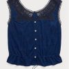Modré dámské košilky Ralph Lauren Indigo s háčkovaným lemem