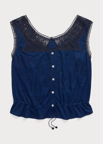 Modré dámské košilky Ralph Lauren Indigo s háčkovaným lemem
