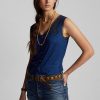 Modré dámské košilky Ralph Lauren Indigo s háčkovaným lemem