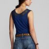 Modré dámské košilky Ralph Lauren Indigo s háčkovaným lemem