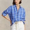 Modré dámské kostkované košile Ralph Lauren uvolněného střihu