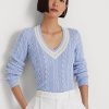 Modré dámské kriketové svetry Ralph Lauren Cable-Knit