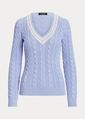 Modré dámské kriketové svetry Ralph Lauren Cable-Knit Modré dámské kriketové svetry Ralph Lauren Cable-Knit