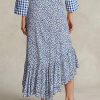 Modré dámské květinové řasené krepové sukně Ralph Lauren Modré dámské květinové řasené krepové sukně Ralph Lauren