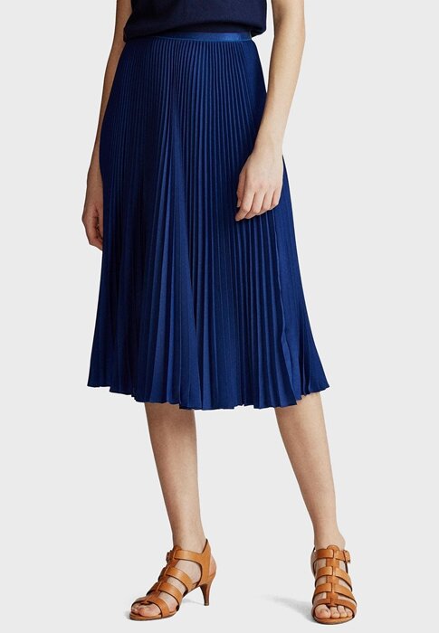 Modré dámské midi sukně Ralph Lauren Plisse Modré dámské midi sukně Ralph Lauren Plisse