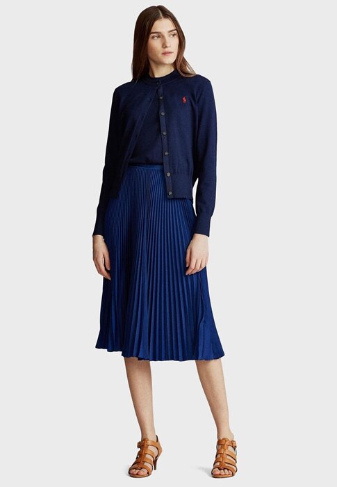 Modré dámské midi sukně Ralph Lauren Plisse Modré dámské midi sukně Ralph Lauren Plisse