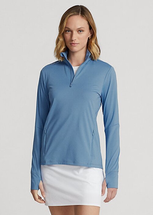 Modré dámské mikiny Ralph Lauren Stretch Jersey na čtvrtiny zip Modré dámské mikiny Ralph Lauren Stretch Jersey na čtvrtiny zip