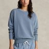 Modré dámské mikiny Ralph Lauren z organické bavlny s výstřihem Modré dámské mikiny Ralph Lauren z organické bavlny s výstřihem