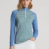Modré dámské mikiny s potiskem Ralph Lauren Jersey na čtvrt zip Modré dámské mikiny s potiskem Ralph Lauren Jersey na čtvrt zip