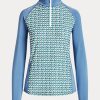 Modré dámské mikiny s potiskem Ralph Lauren Jersey na čtvrt zip Modré dámské mikiny s potiskem Ralph Lauren Jersey na čtvrt zip