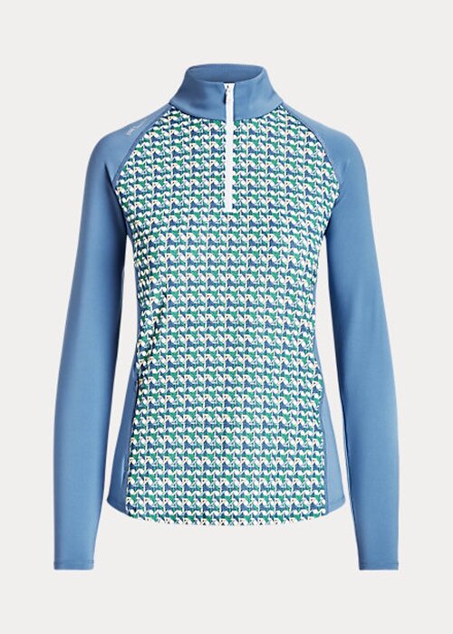Modré dámské mikiny s potiskem Ralph Lauren Jersey na čtvrt zip Modré dámské mikiny s potiskem Ralph Lauren Jersey na čtvrt zip