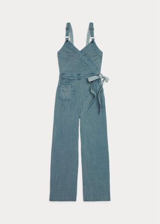 Modré dámské overalové šaty Ralph Lauren v barveném žerzeji