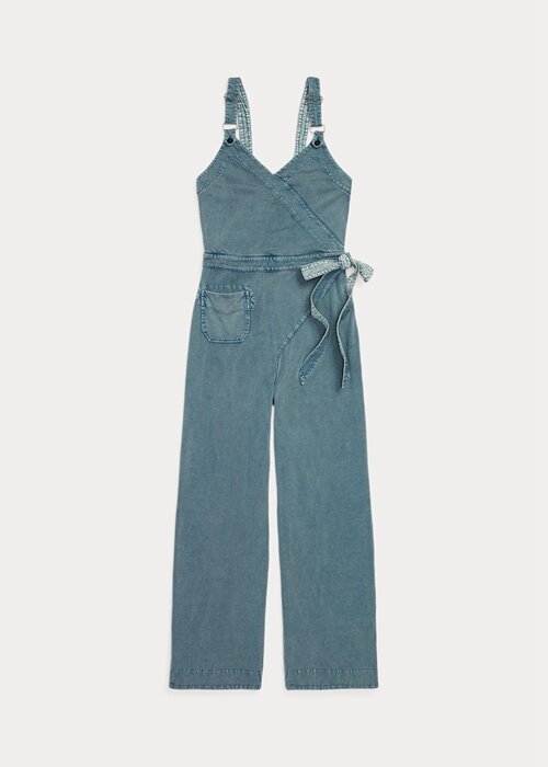 Modré dámské overalové šaty Ralph Lauren v barveném žerzeji Modré dámské overalové šaty Ralph Lauren v barveném žerzeji