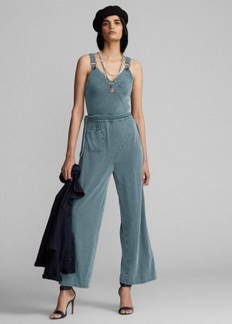 Modré dámské overalové šaty Ralph Lauren v barveném žerzeji