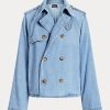 Modré dámské oversize boxy fit džínové kabáty Ralph Lauren