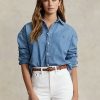 Modré dámské oversize džínové košile Ralph Lauren