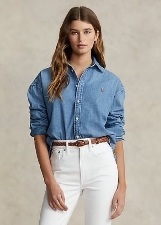 Modré dámské oversize džínové košile Ralph Lauren Modré dámské oversize džínové košile Ralph Lauren
