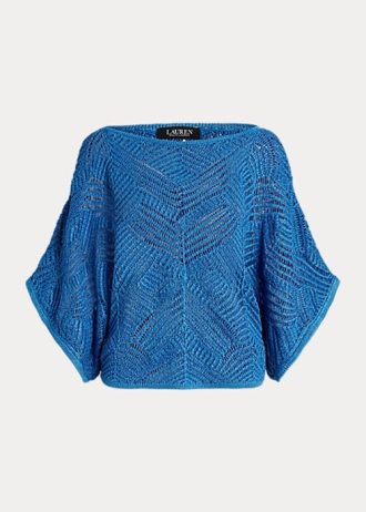 Modré dámské oversize svetry ze směsi bavlny a síťoviny Ralph Lauren Modré dámské oversize svetry ze směsi bavlny a síťoviny Ralph Lauren