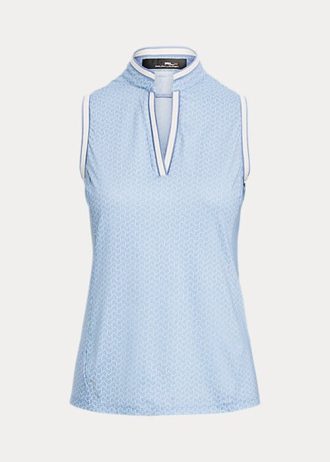 Modré dámské piqué košile Ralph Lauren střihu bez rukávů Modré dámské piqué košile Ralph Lauren střihu bez rukávů