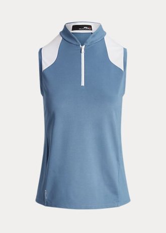 Modré dámské piqué košile Ralph Lauren střihu bez rukávů Modré dámské piqué košile Ralph Lauren střihu bez rukávů