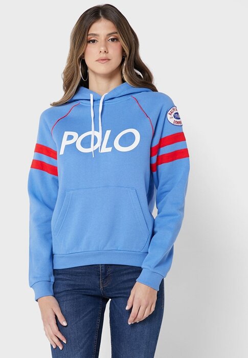 Modrá dámská pletená mikina s kapucí Ralph Lauren Graphic Modrá dámská pletená mikina s kapucí Ralph Lauren Graphic