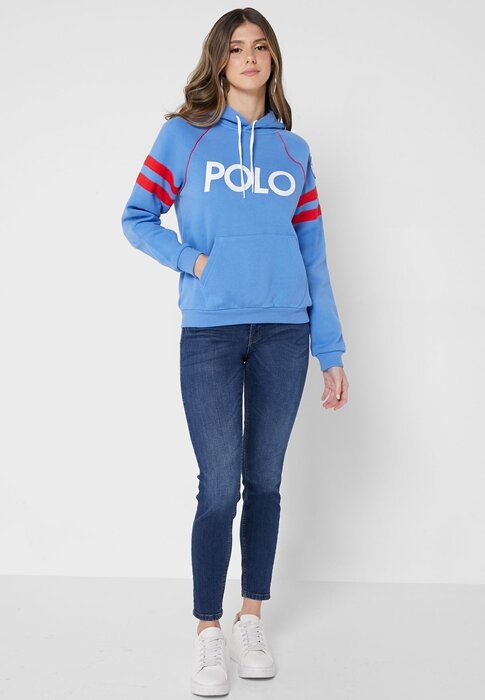 Modrá dámská pletená mikina s kapucí Ralph Lauren Graphic Modrá dámská pletená mikina s kapucí Ralph Lauren Graphic