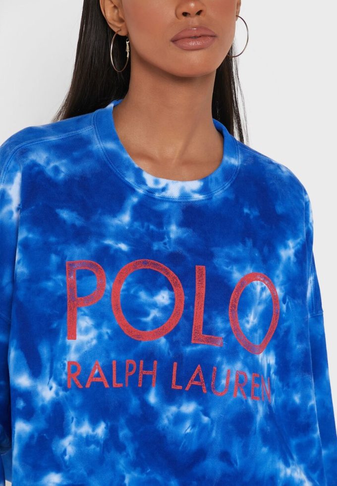 Modré dámské pletené mikiny Ralph Lauren Crew Neck