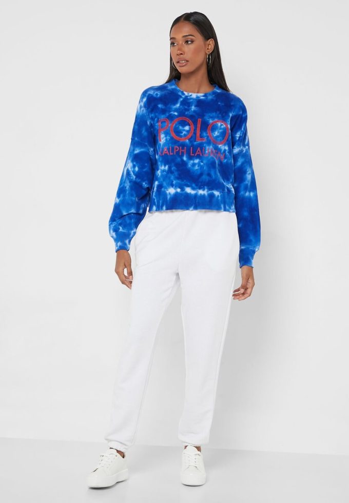 Modré dámské pletené mikiny Ralph Lauren Crew Neck