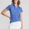 Modré dámské polokošile Ralph Lauren Scalloped-Placket Mesh Polo