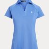 Modré dámské polokošile Ralph Lauren Scalloped-Placket Mesh Polo