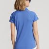 Modré dámské polokošile Ralph Lauren Scalloped-Placket Mesh Polo