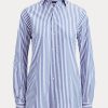 Modré dámské pruhované bavlněné košile Ralph Lauren Adrien