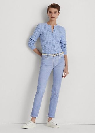 Modré dámské rovné kotníkové džíny Ralph Lauren se středním vzrůstem