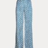 Modré dámské saténové široké kalhoty Ralph Lauren Starburst-Motif