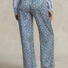 Modré dámské saténové široké kalhoty Ralph Lauren Starburst-Motif