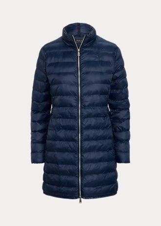 Modré dámské sbalitelné prošívané taftové kabáty Ralph Lauren Modré dámské sbalitelné prošívané taftové kabáty Ralph Lauren